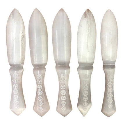 Selenite Wand/Athame/Dagger - 7 Chakra - Crystals Australia