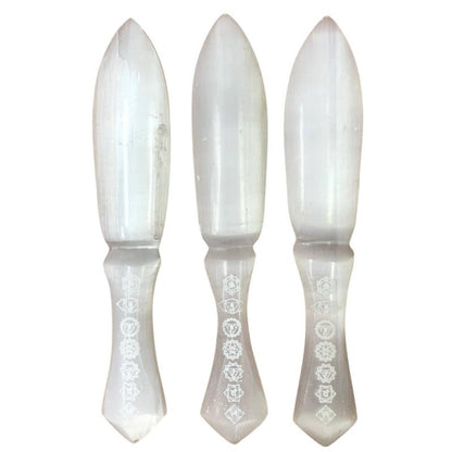 Selenite Wand/Athame/Dagger - 7 Chakra - Crystals Australia