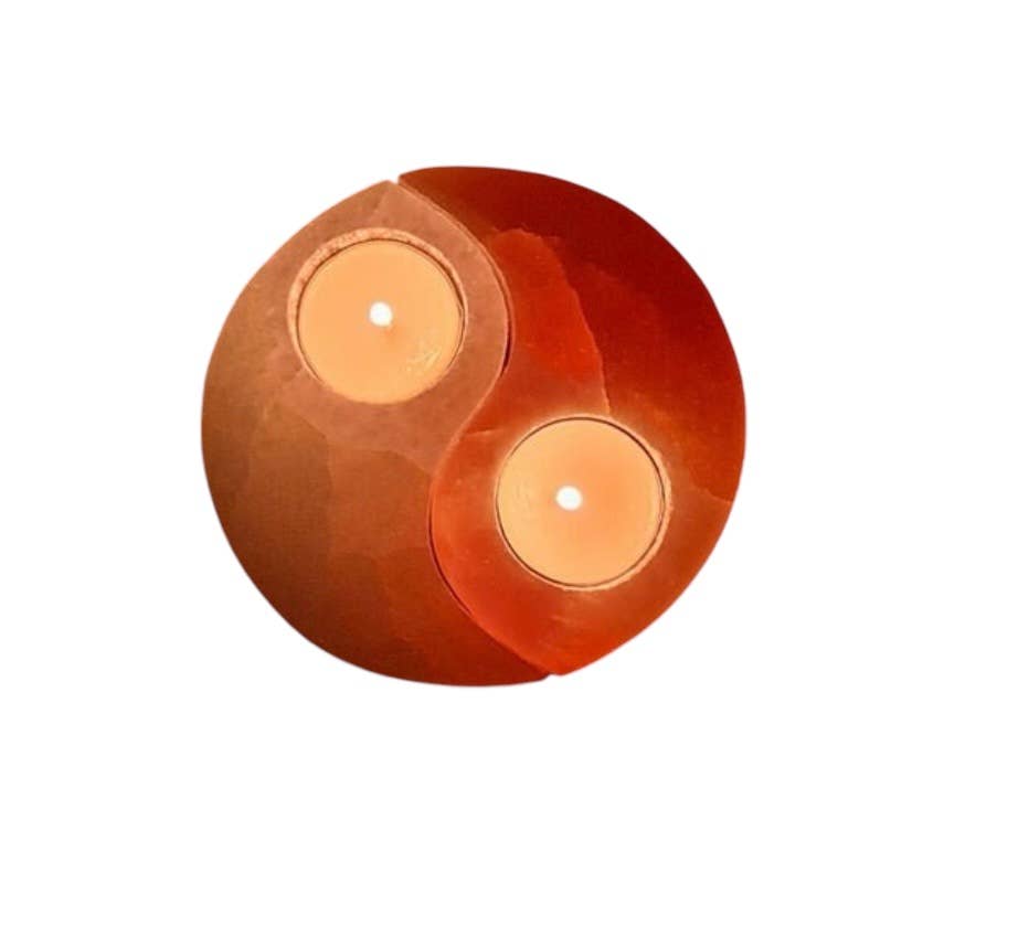 Crystals Selenite Yin Yang Candle Holder 5inch