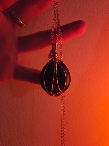 Shungite Copper Wire Wrapped Handmade Pendant Necklace - EMF Protection