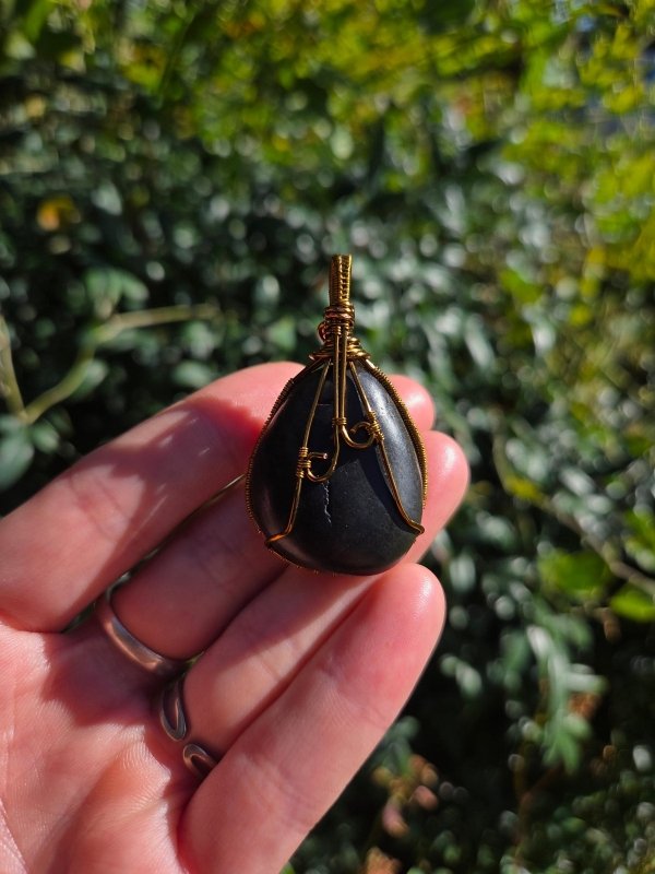 Shungite Copper Wire Wrapped Handmade Pendant Necklace - EMF Protection - Jewellery Australia