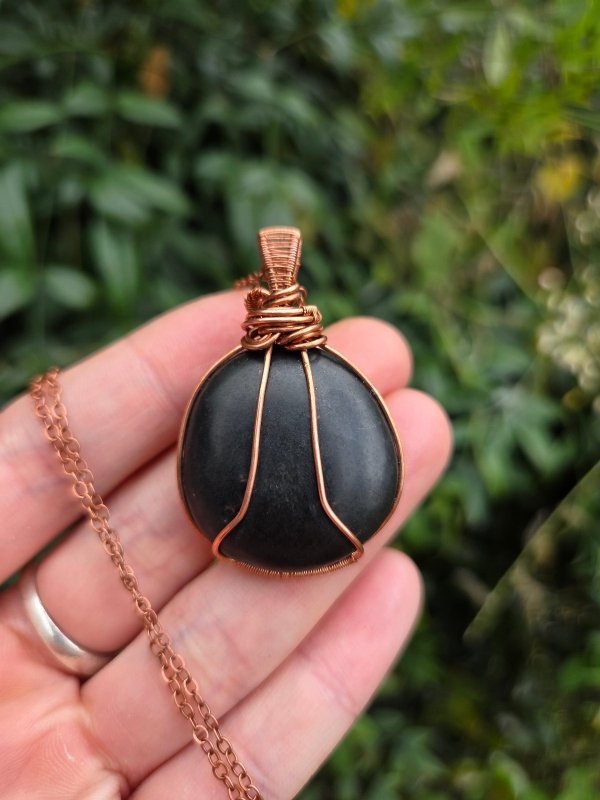Shungite Copper Wire Wrapped Pendant Necklace - EMF Protection - Jewellery Australia