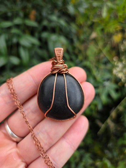 Jewellery Shungite Copper Wire Wrapped Pendant Necklace