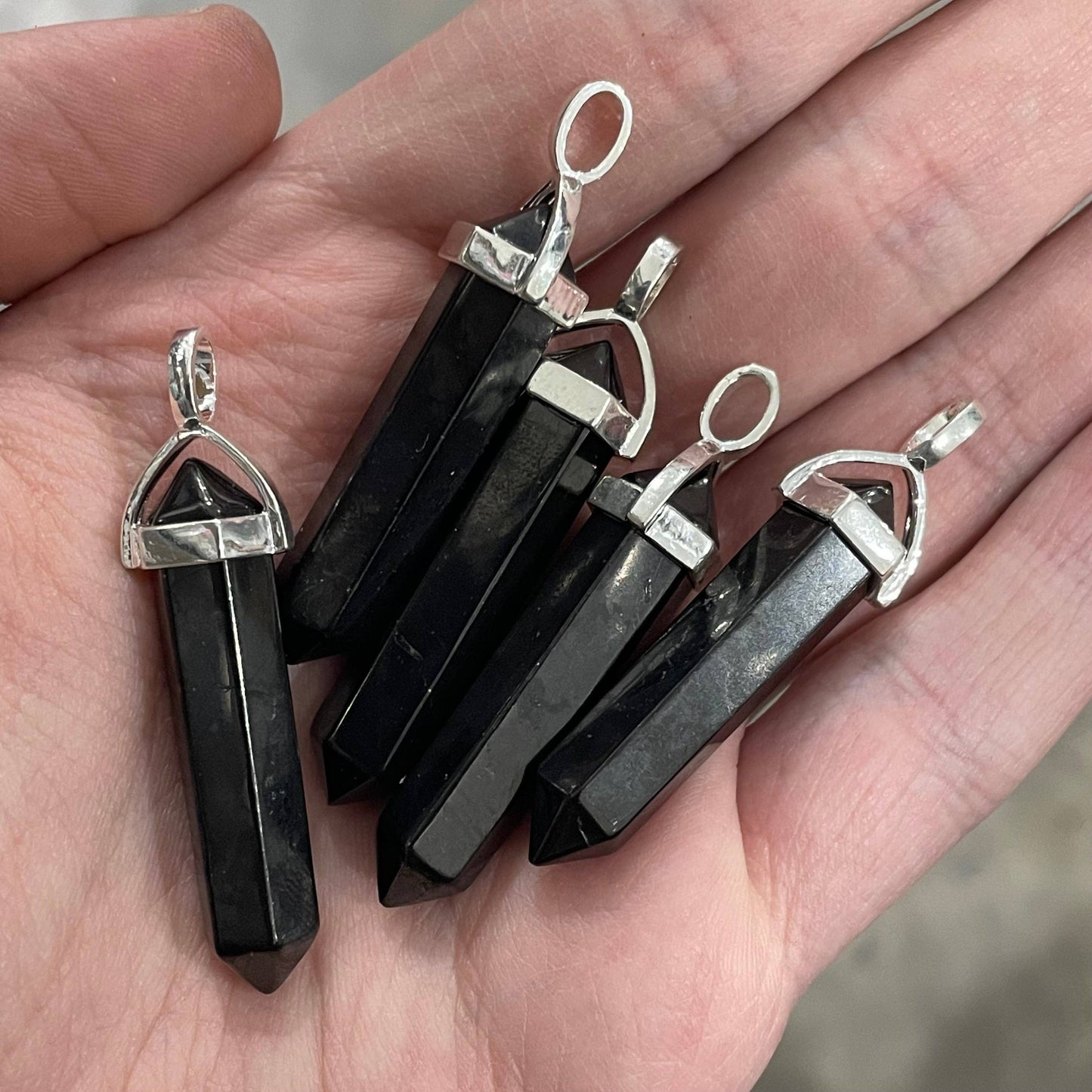 Crystals Shungite Double Terminated Pendant Necklace EMF Protection