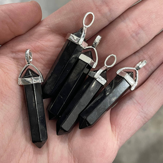 Crystals Shungite Double Terminated Pendant Necklace EMF Protection