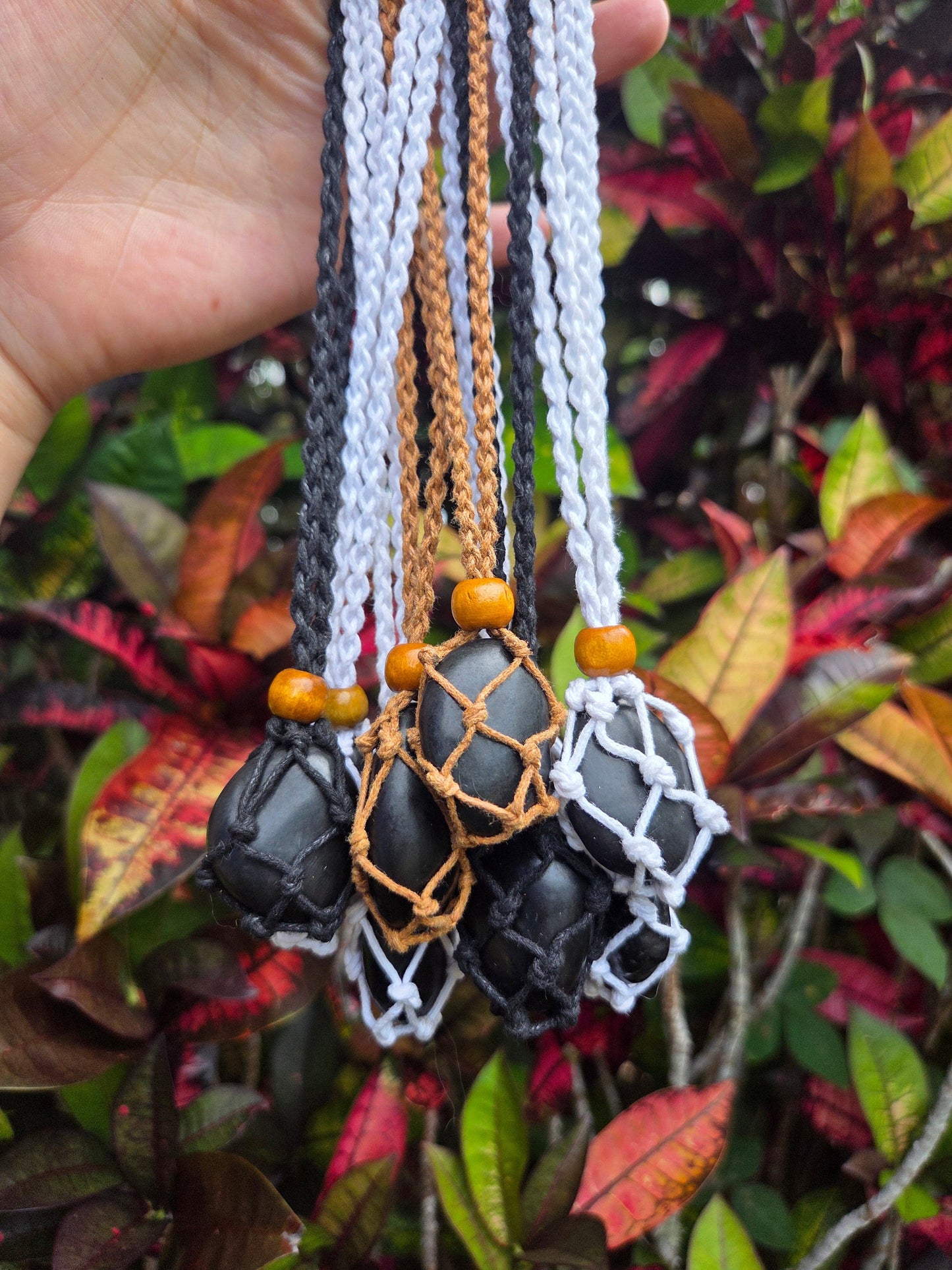 Jewellery Shungite Macrame Pendant Necklace Adjustable Cord EMF Protection