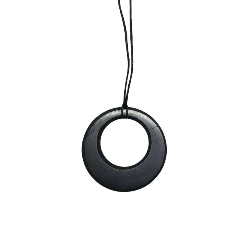 Shungite Pendant Necklace - Circle - EMF Protection - Jewellery Australia