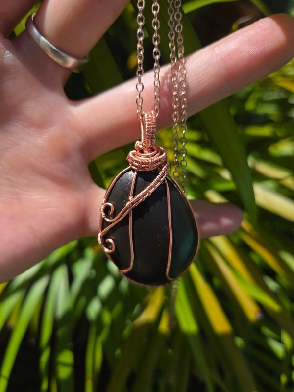Shungite Pendant Necklace - Copper Wire Wrapped - EMF Protection - Copper Australia