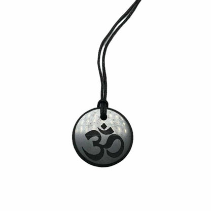 Shungite Pendant Necklace - Engraved Om - EMF Protection - Jewellery Australia