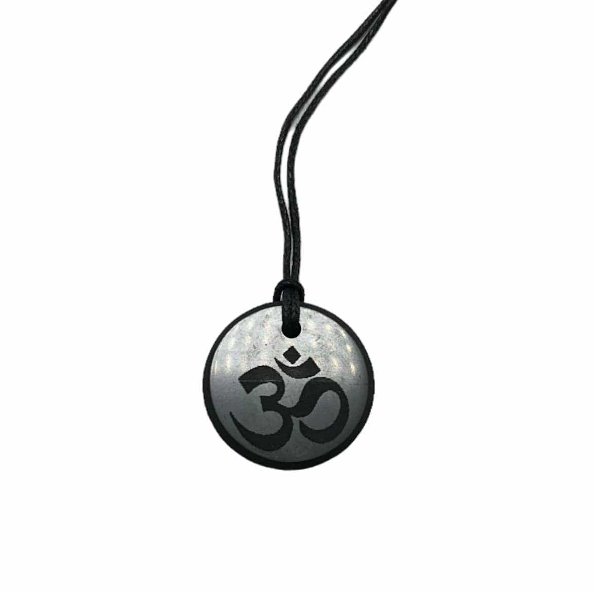 Jewellery Shungite Pendant Necklace Engraved Om EMF Protection