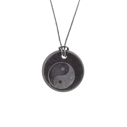 Jewellery Shungite Pendant Necklace Engraved Yin Yang EMF Protection