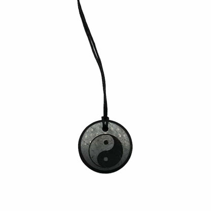 Jewellery Shungite Pendant Necklace Engraved Yin Yang EMF Protection