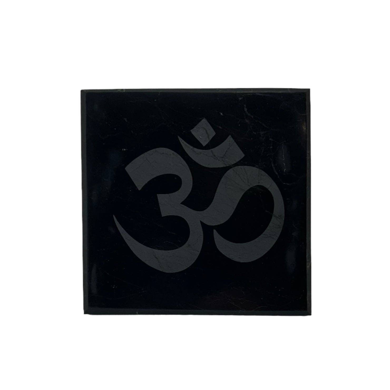 Crystals Shungite Square Tile Engraved Om 10cm Australia