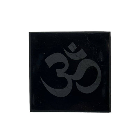 Crystals Shungite Square Tile Engraved Om 10cm Australia
