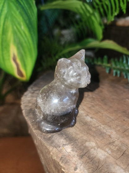 Smoky Quartz Cat Carving - Crystals Australia
