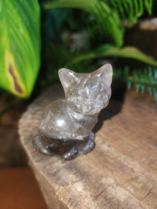 Smoky Quartz Cat Carving - Crystals Australia
