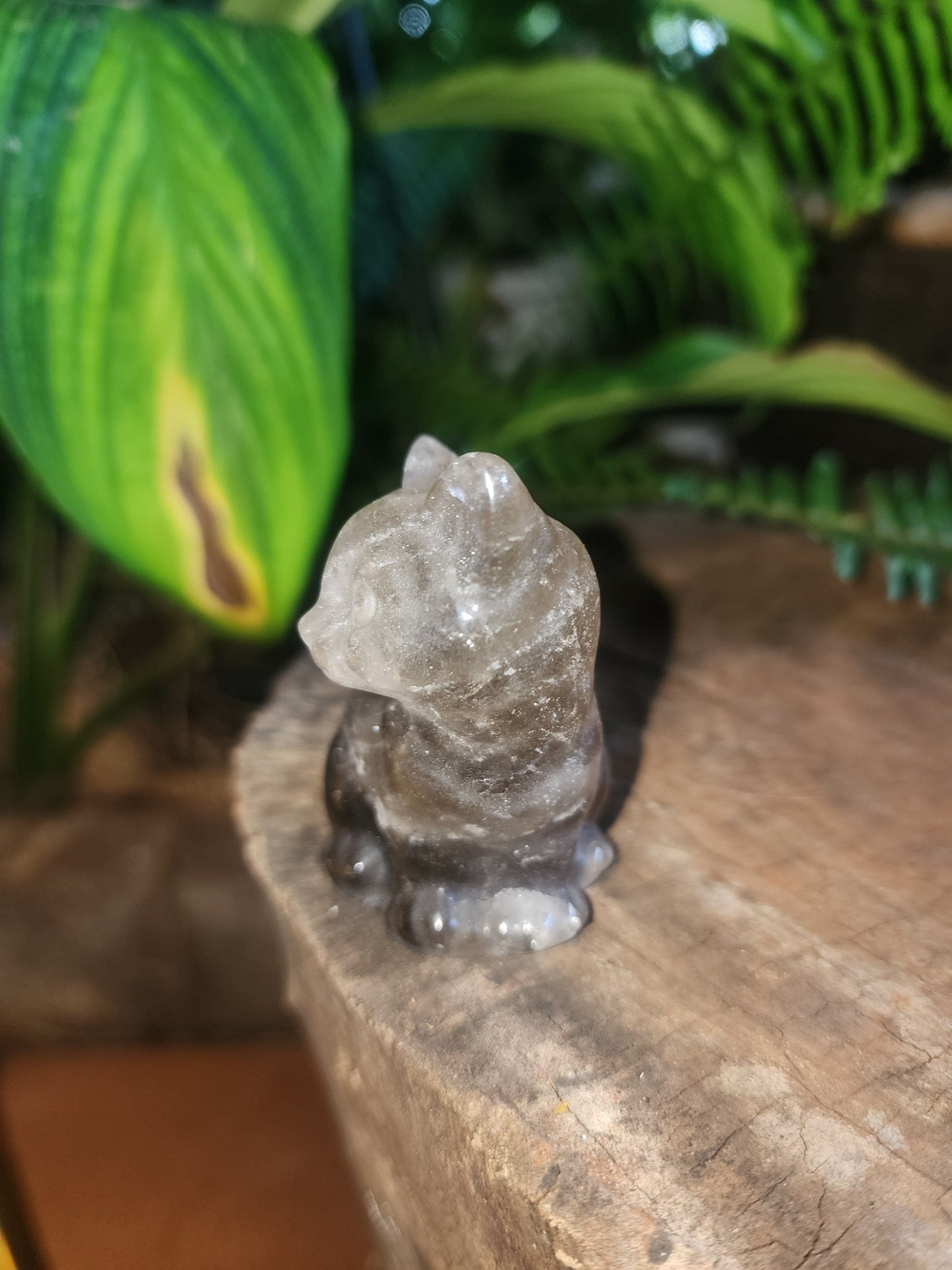 Crystals Smoky Quartz Cat Carving