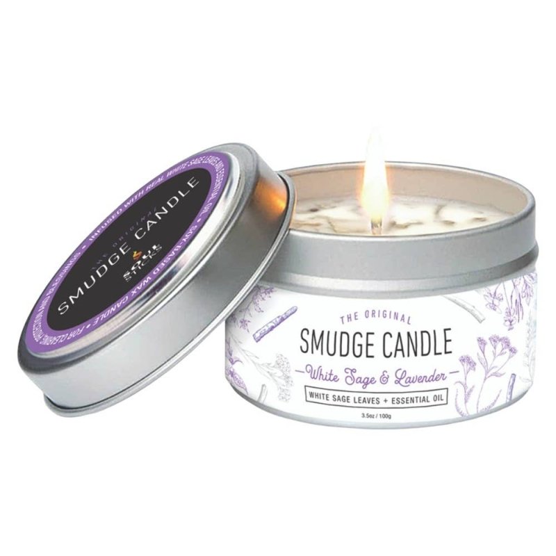 Smudge Soy Tin Candle - White Sage & Lavender 100g - Accessories Australia