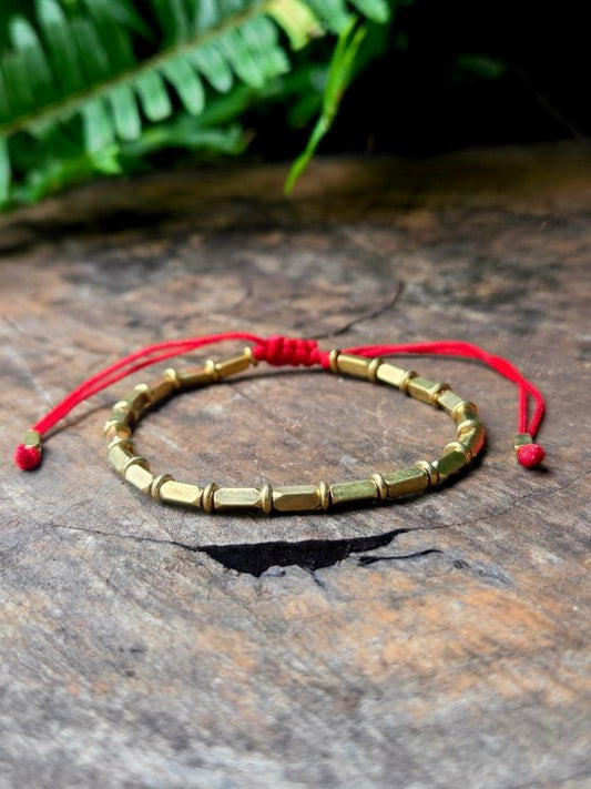 Tibetan Buddhist Copper Beaded Bracelet - Red - Jewellery Australia