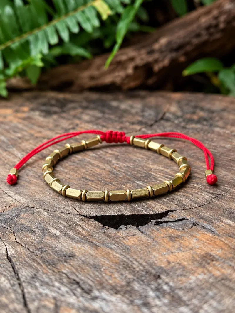 Tibetan Buddhist Copper Beaded Bracelet - Red - Copper Jewellery Australia