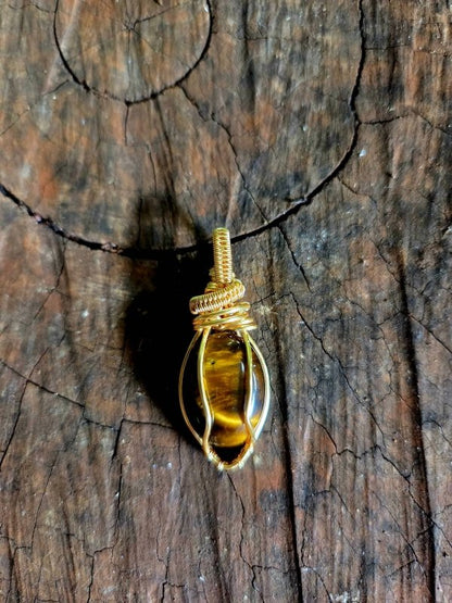 Tigers Eye Crystal Copper Wire Wrapped Handmade Pendant Necklace - Copper Wire Wrap Crystal Australia