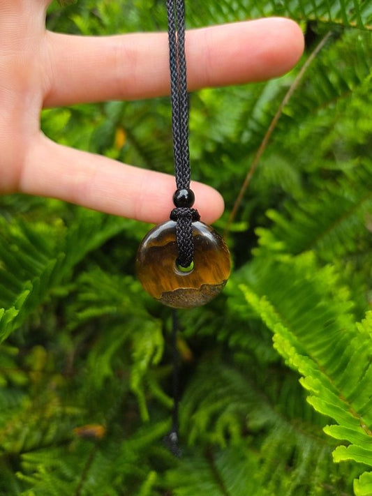 Tigers Eye Pendant Necklace - Donut Circle - Jewellery Australia
