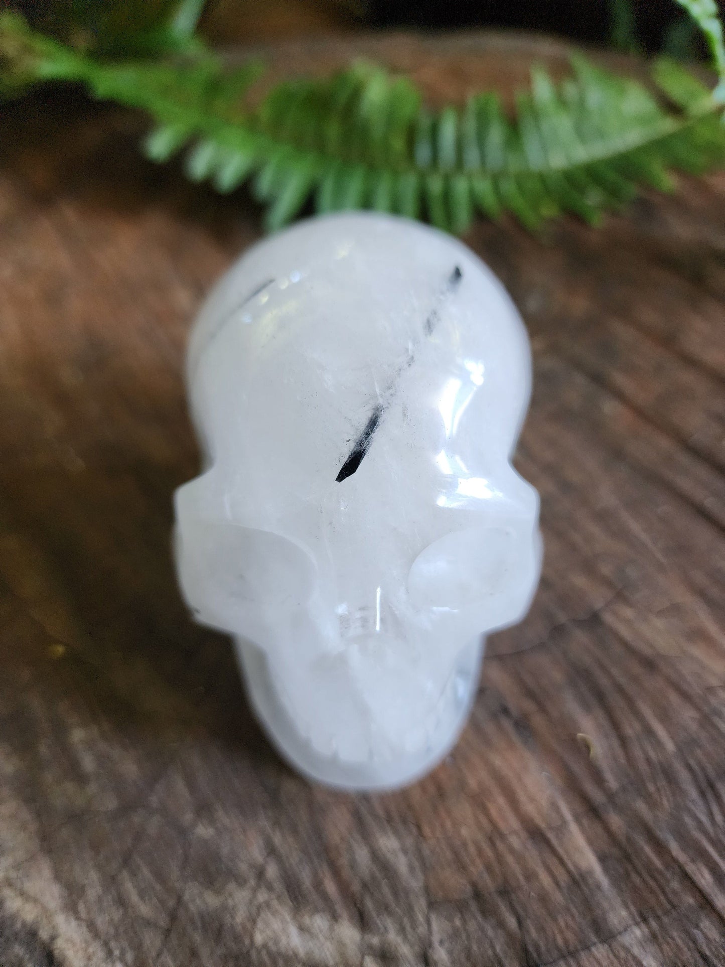 Carving Tourmalinated Quartz Crystal Skull Carving