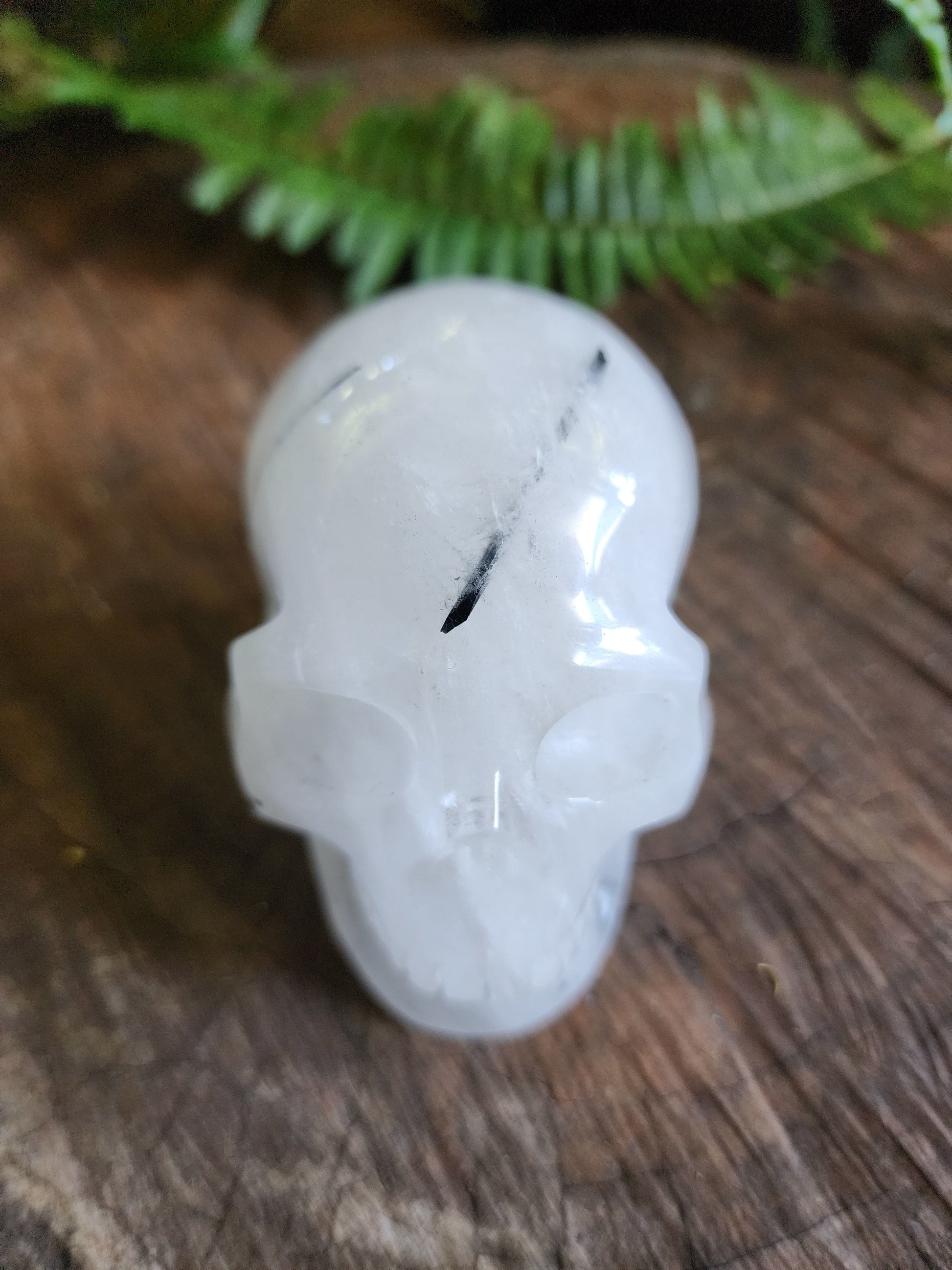 Carving Tourmalinated Quartz Crystal Skull Carving