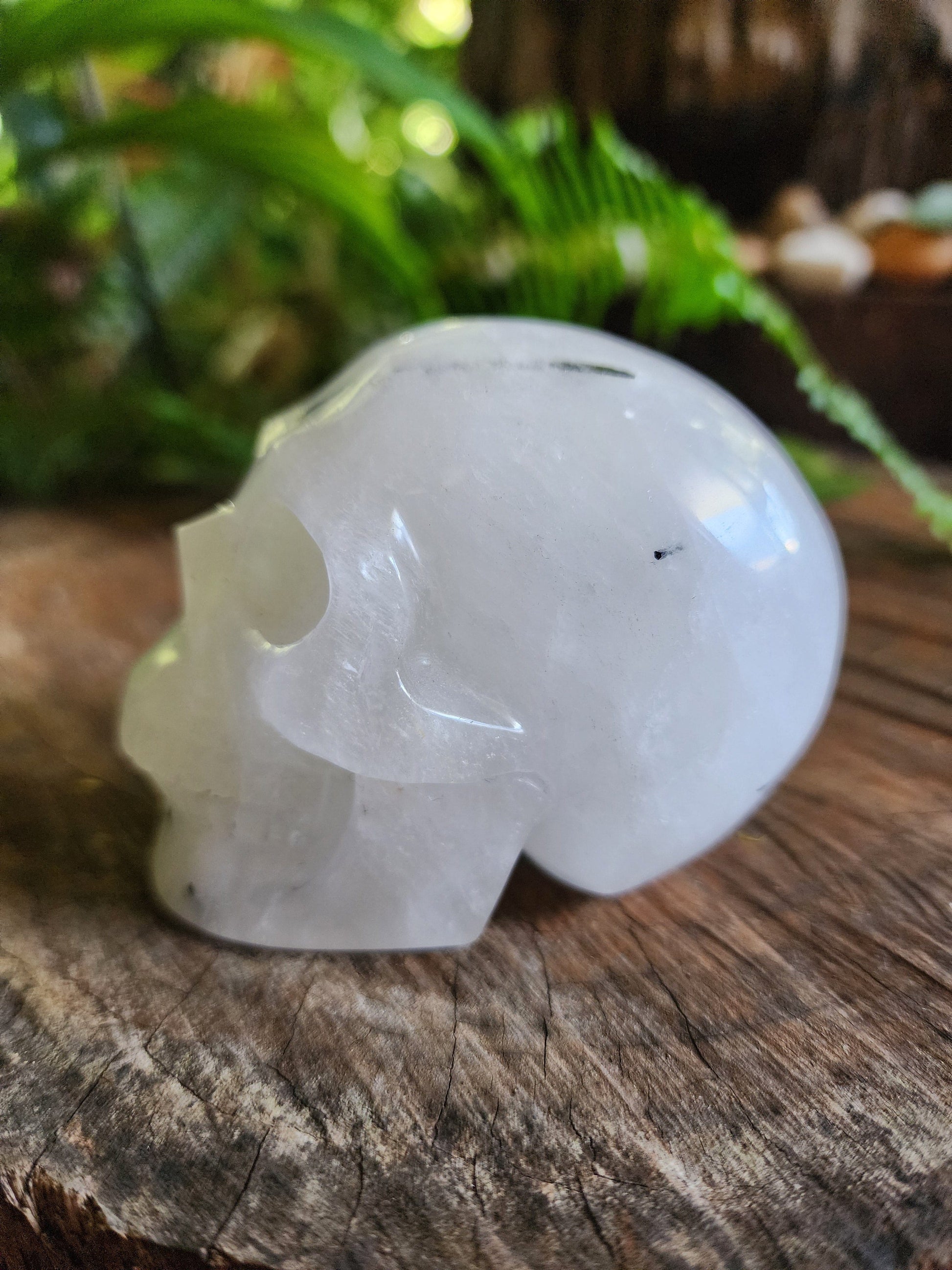 Carving Tourmalinated Quartz Crystal Skull Carving