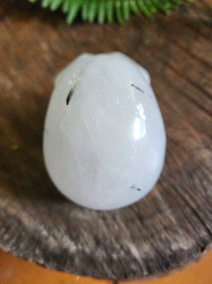 Carving Tourmalinated Quartz Crystal Skull Carving