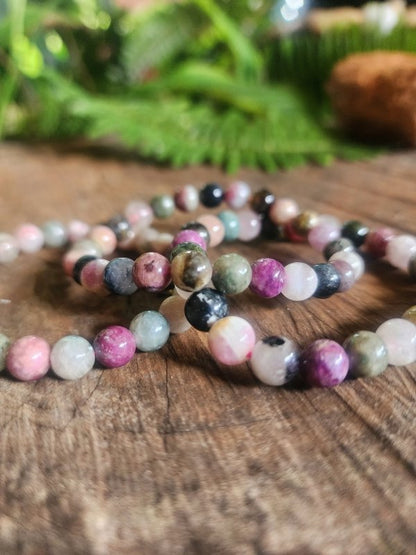 Watermelon Tourmaline Bracelet - 6 - 7mm - Crystals Australia