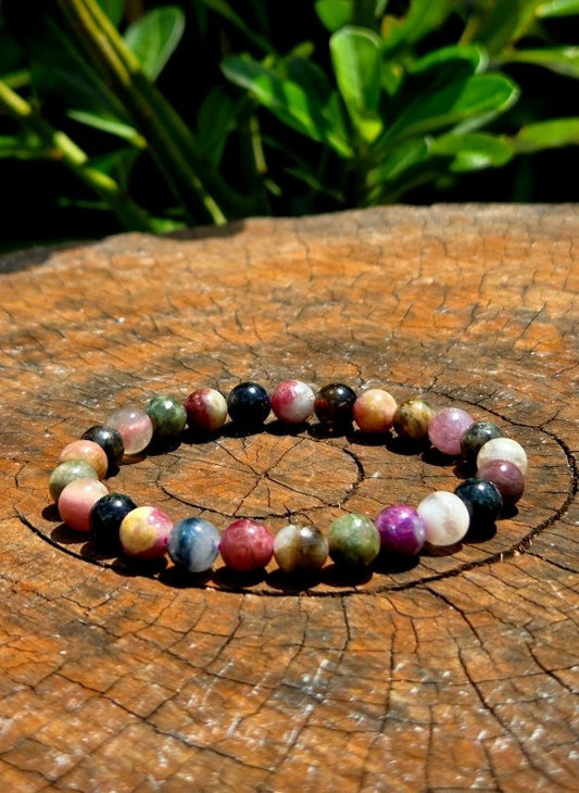Watermelon Tourmaline Bracelet - 6 - 7mm - Crystals Australia