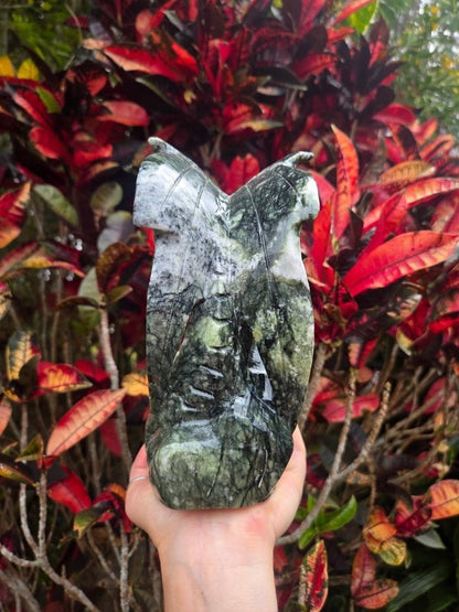 Xiuyan Jade Crystal Dragon Carving - Crystals Australia