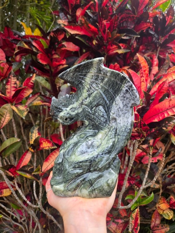 Xiuyan Jade Crystal Dragon Carving - Crystals Australia