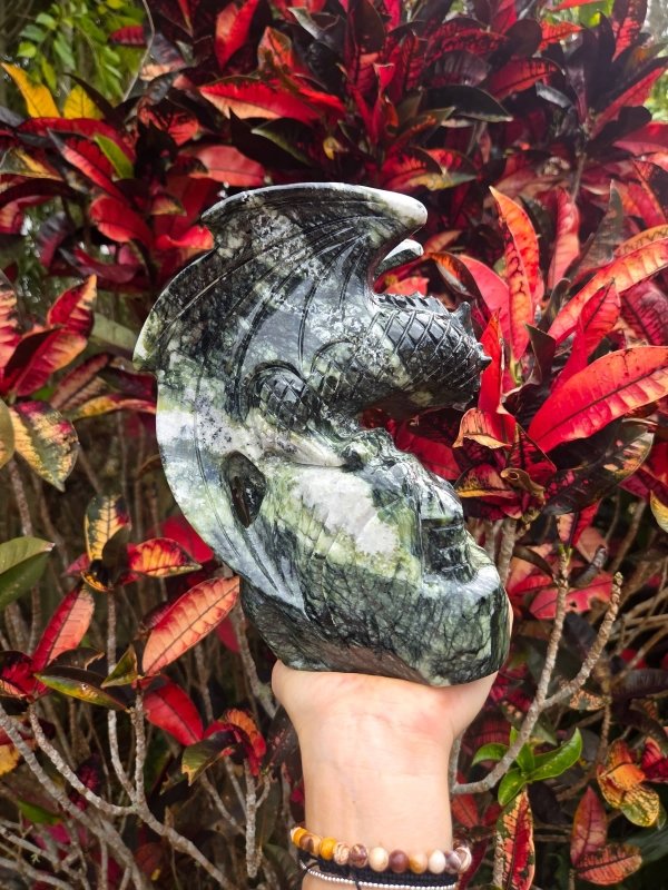 Xiuyan Jade Crystal Dragon Carving - Crystals Australia