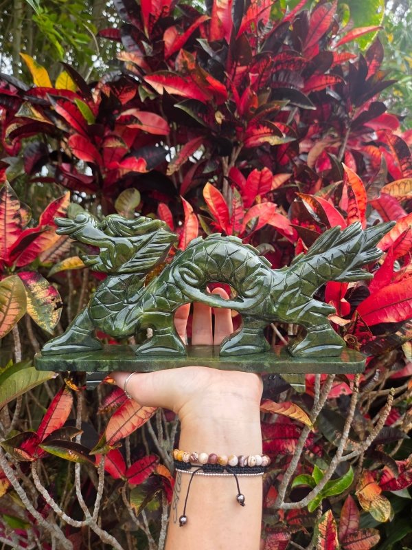 Xiuyan Jade Crystal Dragon Carving - Crystals Australia