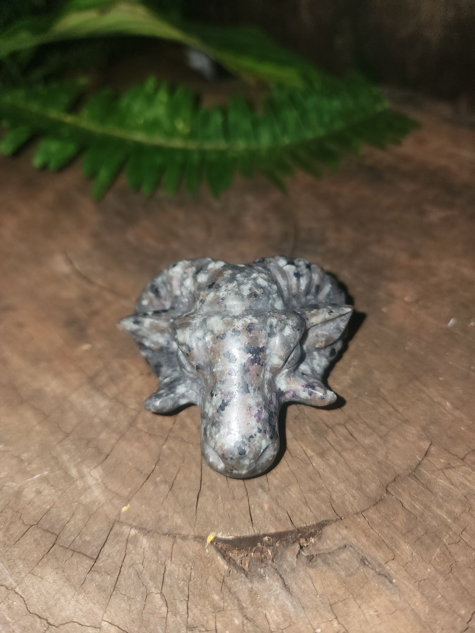 Crystals Yooperlite Ram Carving